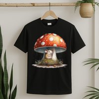 Cute Mouse Under A Mushroom In The Rain T-Shirt