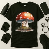 Cute Mouse Under A Mushroom In The Rain T-Shirt