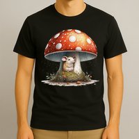 Cute Mouse Under A Mushroom In The Rain T-Shirt