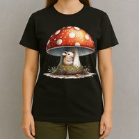 Cute Mouse Under A Mushroom In The Rain T-Shirt