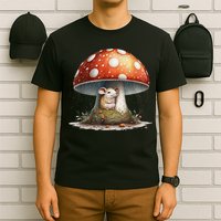 Cute Mouse Under A Mushroom In The Rain T-Shirt