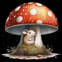 Cute Mouse Under A Mushroom In The Rain T-Shirt