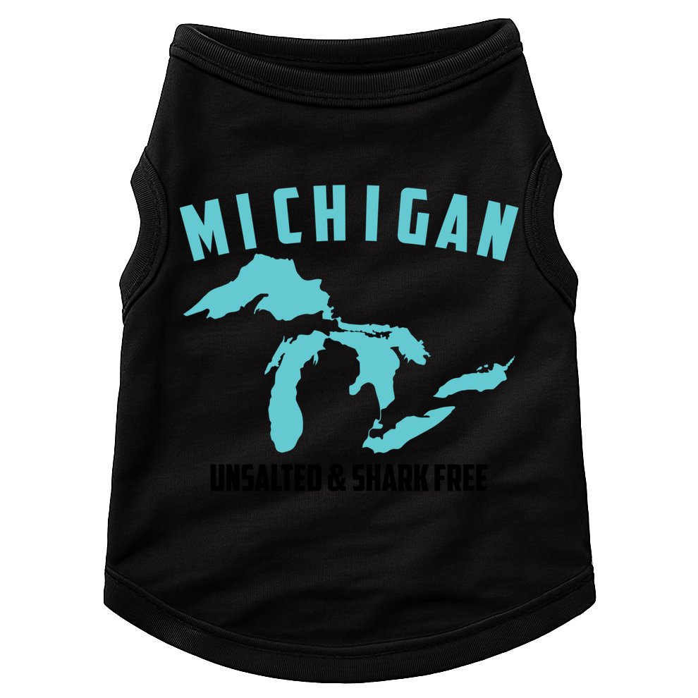 Cool Michigan Unsalted And Shark Free Funny Fisher Gift Doggie Tank