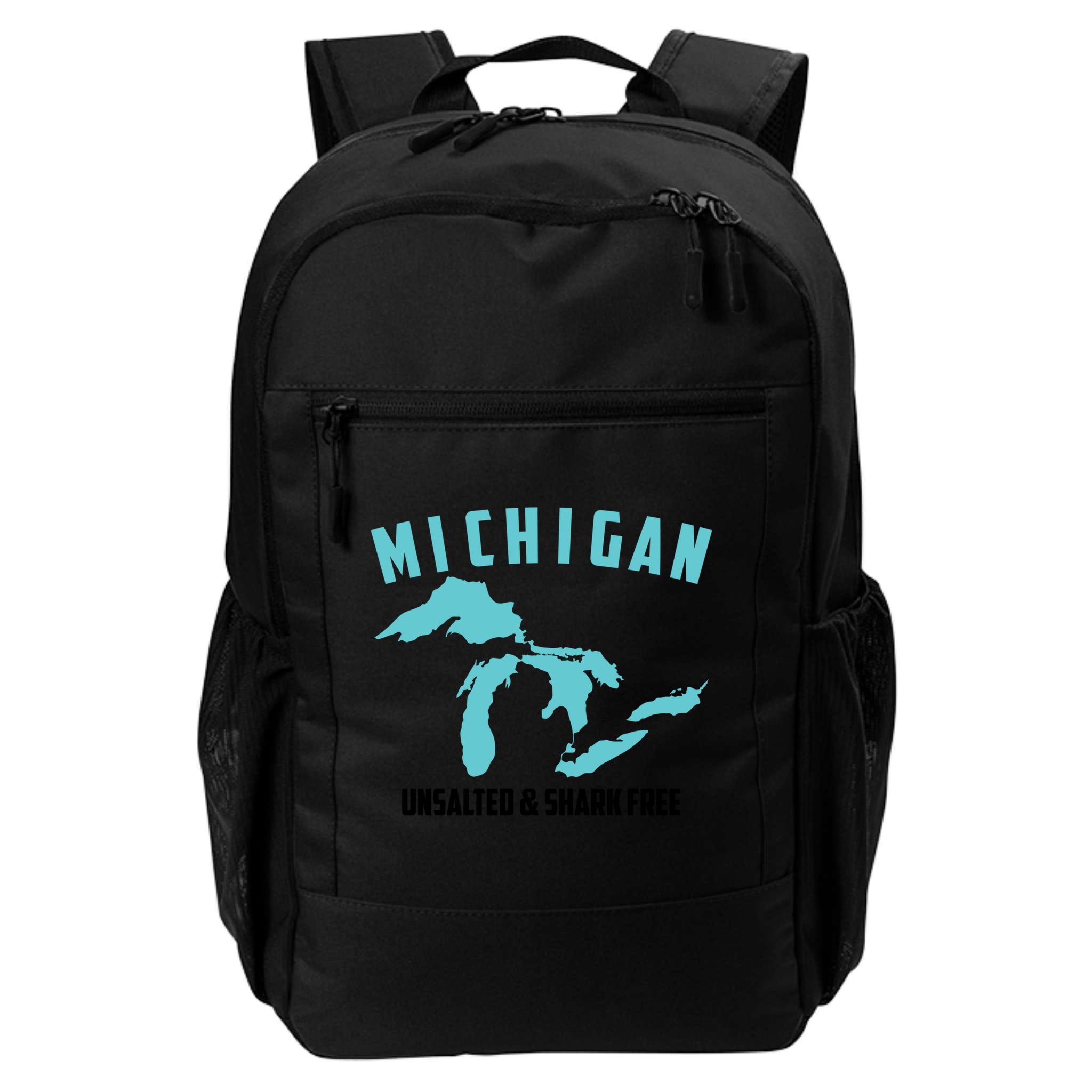Cool Michigan Unsalted And Shark Free Funny Fisher Gift Backpack
