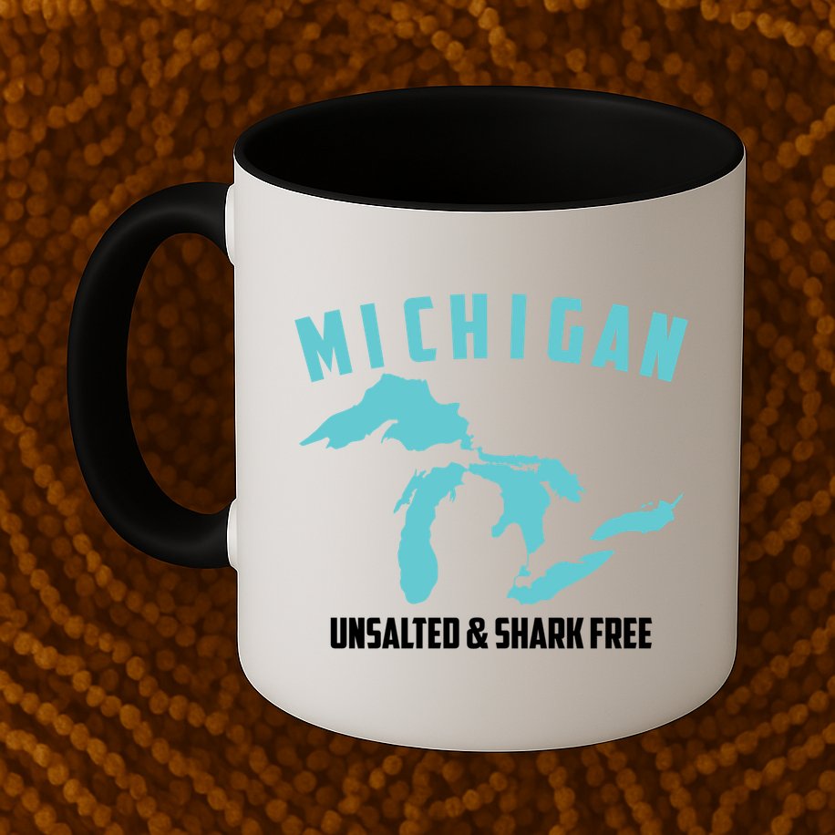 Cool Michigan Unsalted And Shark Free Funny Fisher Gift Mug