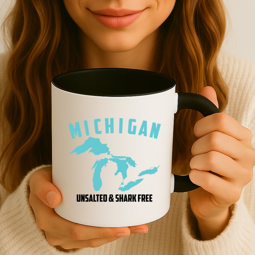 Cool Michigan Unsalted And Shark Free Funny Fisher Gift Mug