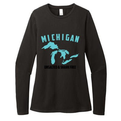 Cool Michigan Unsalted And Shark Free Funny Fisher Gift Womens CVC Long Sleeve Shirt