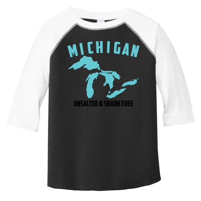 Cool Michigan Unsalted And Shark Free Funny Fisher Gift Toddler Fine Jersey T-Shirt