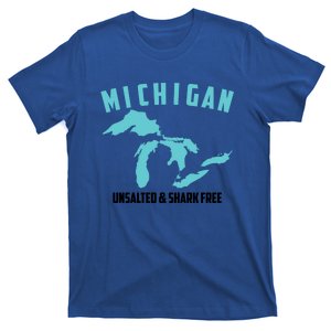 Cool Michigan Unsalted And Shark Free Funny Fisher Gift T-Shirt