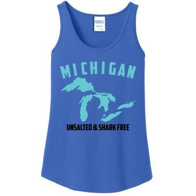 Cool Michigan Unsalted And Shark Free Funny Fisher Gift Ladies Essential Tank