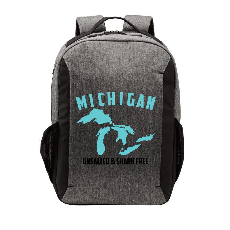 Cool Michigan Unsalted And Shark Free Funny Fisher Gift Vector Backpack
