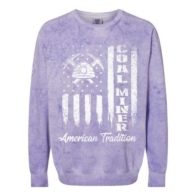 Coal Miner Usa Flag Patriotic Underground Mining Laborer Colorblast Crewneck Sweatshirt