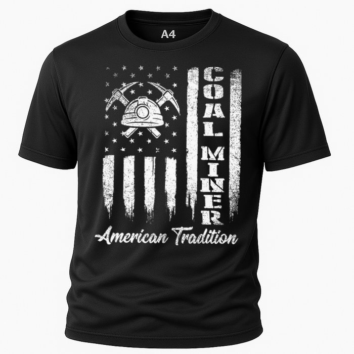 Coal Miner Usa Flag Patriotic Underground Mining Laborer Performance Shirt
