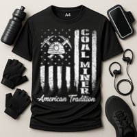 Coal Miner Usa Flag Patriotic Underground Mining Laborer Performance Shirt