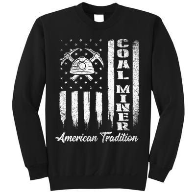 Coal Miner Usa Flag Patriotic Underground Mining Laborer Sweatshirt