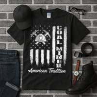 Coal Miner Usa Flag Patriotic Underground Mining Laborer Tall T-Shirt