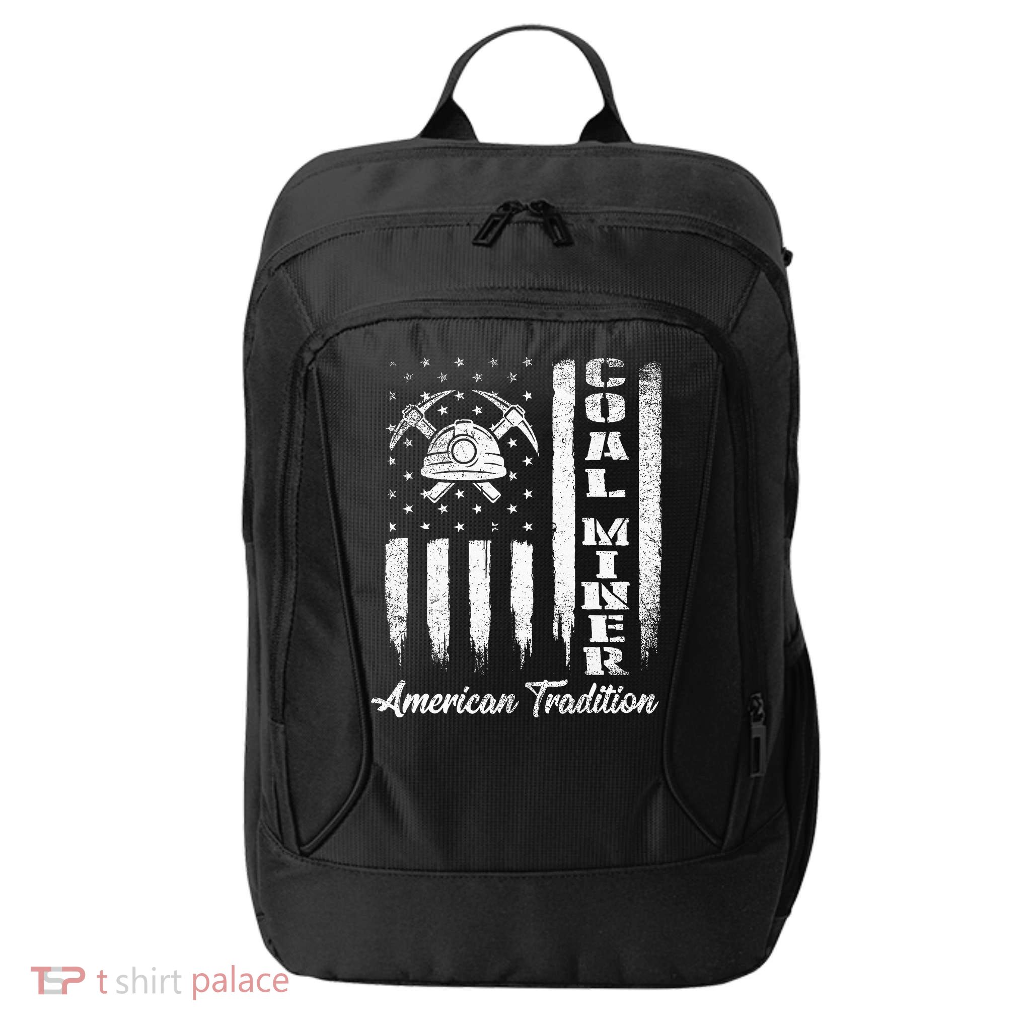 Coal Miner Usa Flag Patriotic Underground Mining Laborer City Backpack