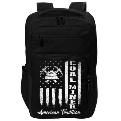 Coal Miner Usa Flag Patriotic Underground Mining Laborer Impact Tech Backpack