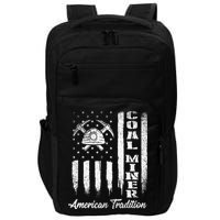 Coal Miner Usa Flag Patriotic Underground Mining Laborer Impact Tech Backpack