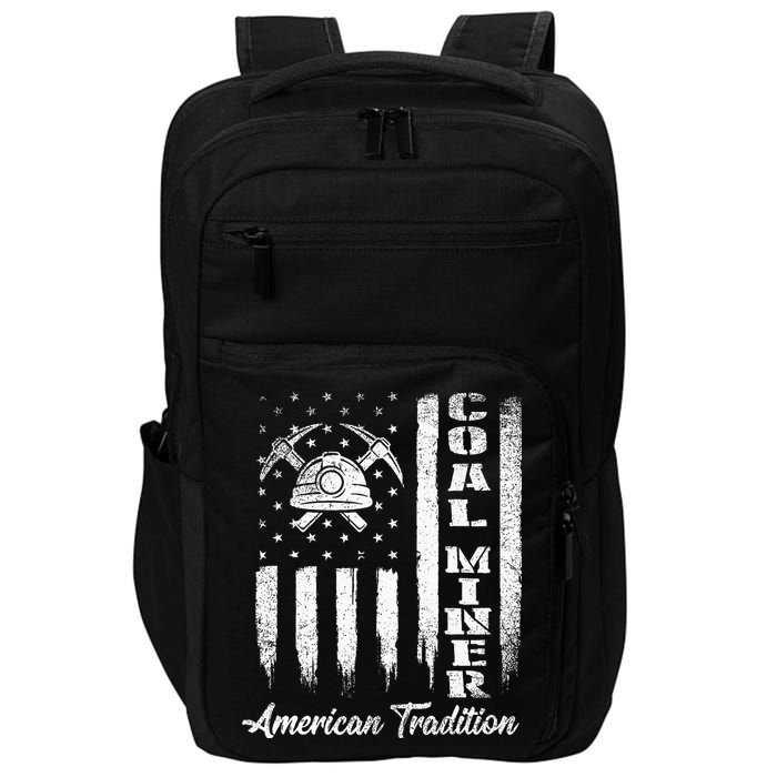 Coal Miner Usa Flag Patriotic Underground Mining Laborer Impact Tech Backpack