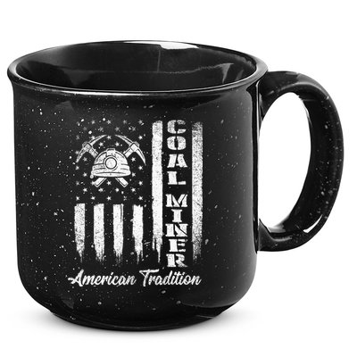 Coal Miner Usa Flag Patriotic Underground Mining Laborer 15oz Campfire Ceramic Mug