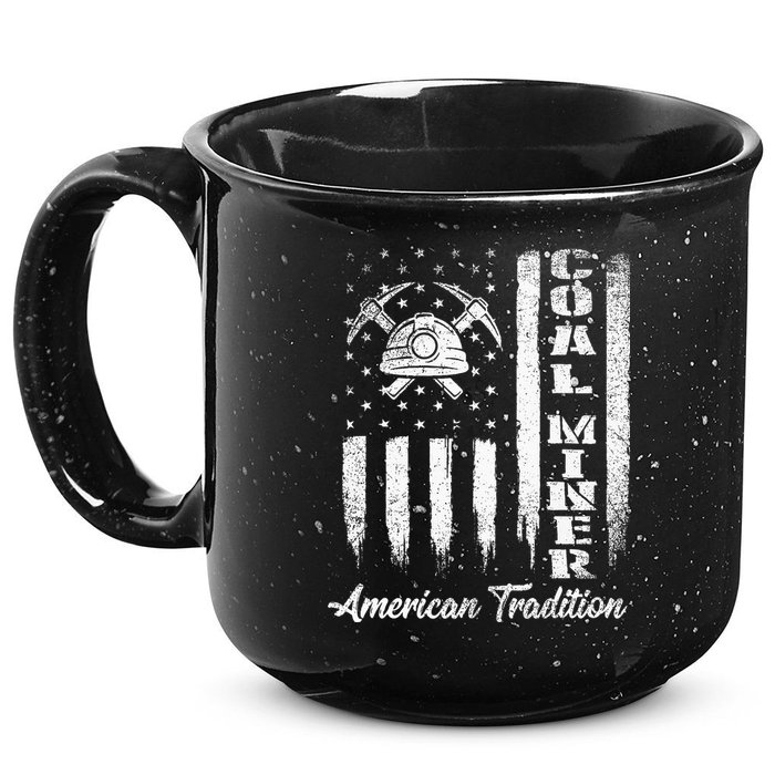 Coal Miner Usa Flag Patriotic Underground Mining Laborer 15oz Campfire Ceramic Mug