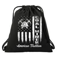 Coal Miner Usa Flag Patriotic Underground Mining Laborer Drawstring Bag