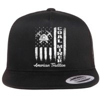 Coal Miner Usa Flag Patriotic Underground Mining Laborer Flatbill Hat