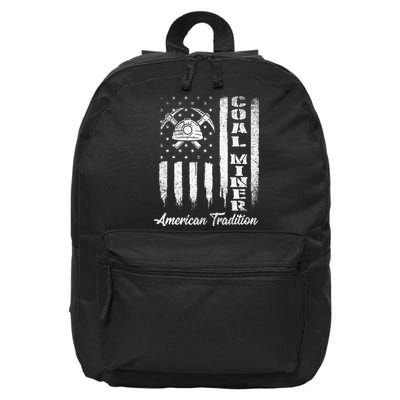 Coal Miner Usa Flag Patriotic Underground Mining Laborer 16 in Basic Backpack