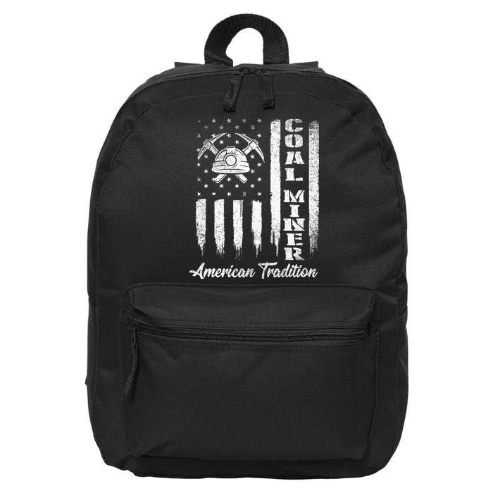 Coal Miner Usa Flag Patriotic Underground Mining Laborer 16 in Basic Backpack