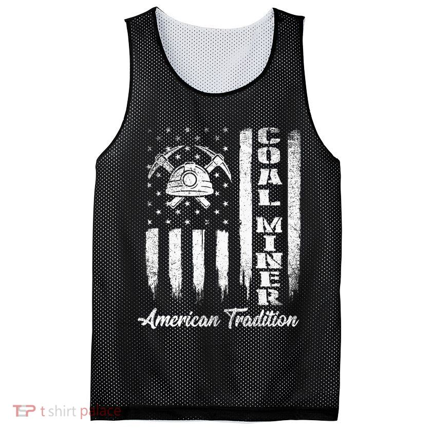 Coal Miner Usa Flag Patriotic Underground Mining Laborer Mesh Reversible Basketball Jersey Tank