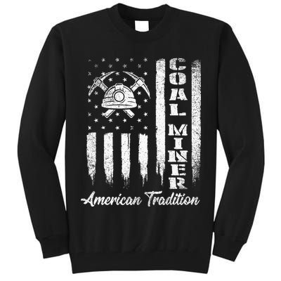 Coal Miner Usa Flag Patriotic Underground Mining Laborer Tall Sweatshirt