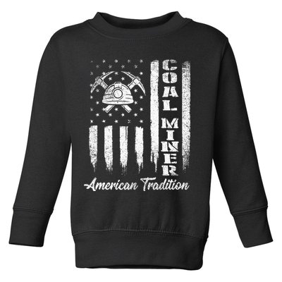 Coal Miner Usa Flag Patriotic Underground Mining Laborer Toddler Sweatshirt