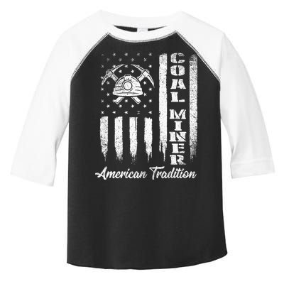 Coal Miner Usa Flag Patriotic Underground Mining Laborer Toddler Fine Jersey T-Shirt
