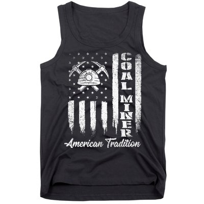 Coal Miner Usa Flag Patriotic Underground Mining Laborer Tank Top