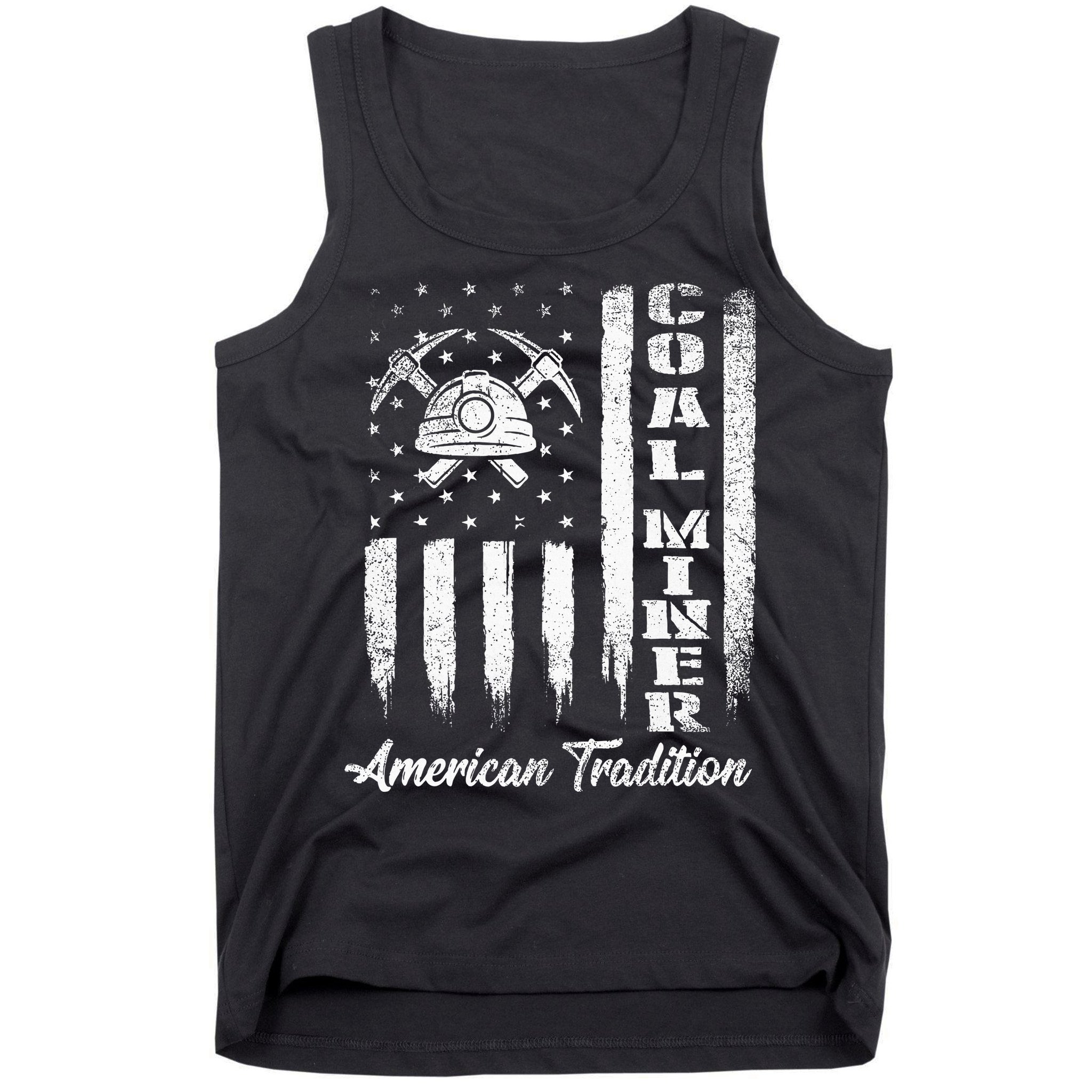 Coal Miner Usa Flag Patriotic Underground Mining Laborer Tank Top