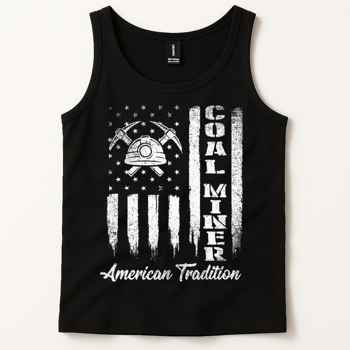 Coal Miner Usa Flag Patriotic Underground Mining Laborer Tank Top