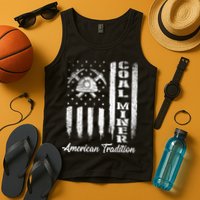 Coal Miner Usa Flag Patriotic Underground Mining Laborer Tank Top
