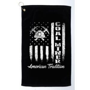 Coal Miner Usa Flag Patriotic Underground Mining Laborer Platinum Collection Golf Towel