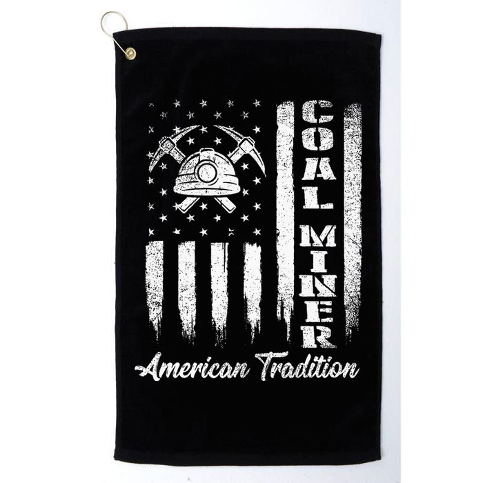 Coal Miner Usa Flag Patriotic Underground Mining Laborer Golf Towel