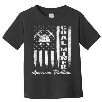 Coal Miner Usa Flag Patriotic Underground Mining Laborer Toddler T-Shirt