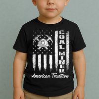 Coal Miner Usa Flag Patriotic Underground Mining Laborer Toddler T-Shirt