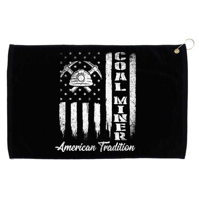 Coal Miner Usa Flag Patriotic Underground Mining Laborer Grommeted Golf Towel