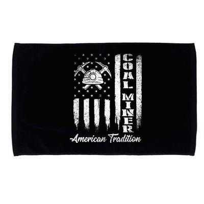 Coal Miner Usa Flag Patriotic Underground Mining Laborer Microfiber Hand Towel