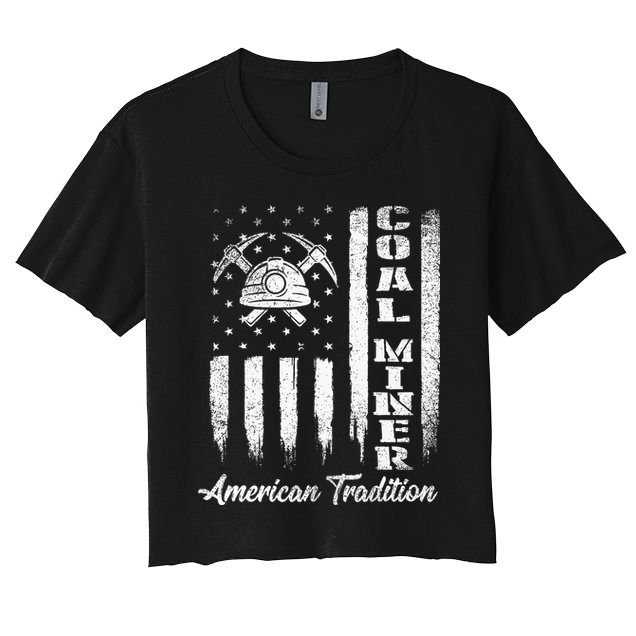 Coal Miner Usa Flag Patriotic Underground Mining Laborer Crop Top