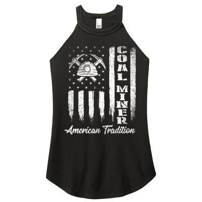 Coal Miner Usa Flag Patriotic Underground Mining Laborer Women's Perfect Tri Rocker Tank