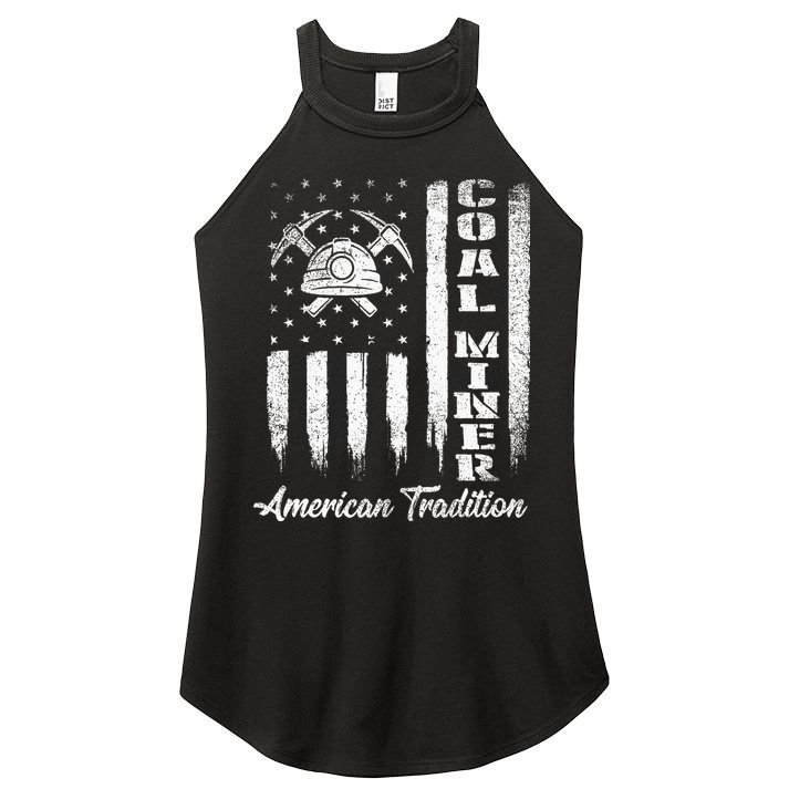 Coal Miner Usa Flag Patriotic Underground Mining Laborer Women's Perfect Tri Rocker Tank