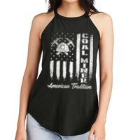 Coal Miner Usa Flag Patriotic Underground Mining Laborer Women's Perfect Tri Rocker Tank