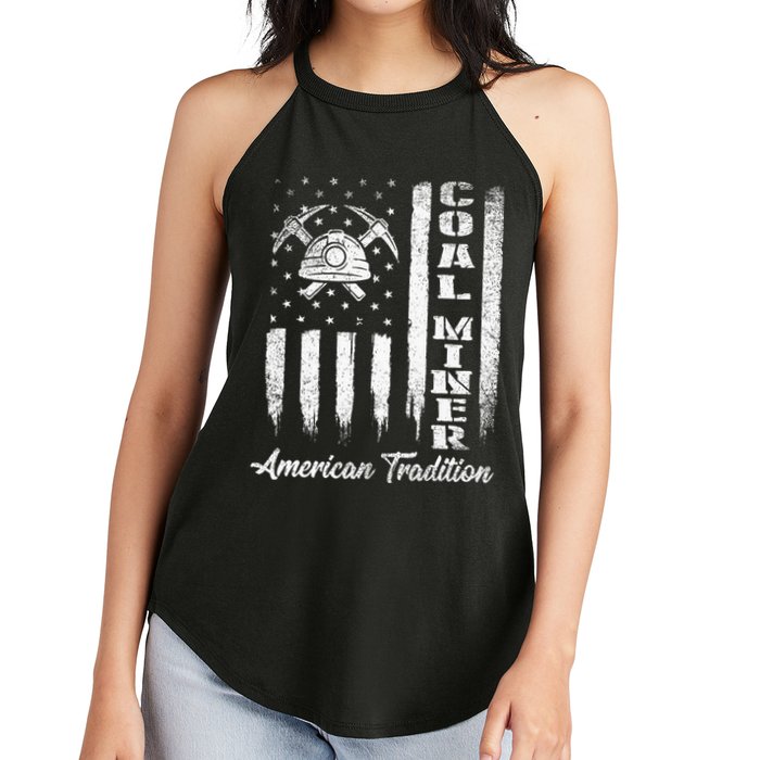 Coal Miner Usa Flag Patriotic Underground Mining Laborer Women's Perfect Tri Rocker Tank