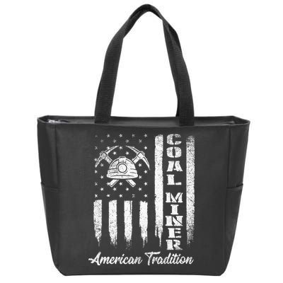 Coal Miner Usa Flag Patriotic Underground Mining Laborer Zip Tote Bag